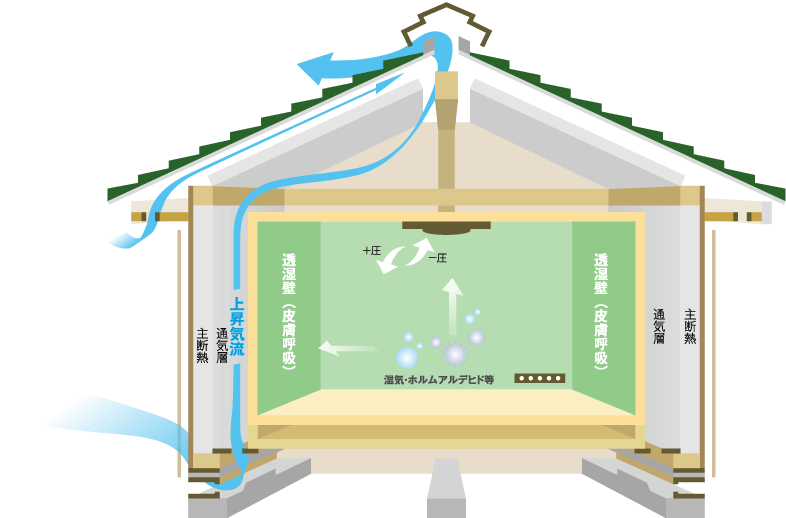 自然な通気を実現する通気断熱WB工法